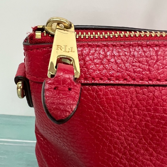 Ralph Lauren Red Leather Satchel With Crossbody Strap - Picture 3 of 14